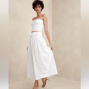 NWT Banana Republic Cropped Smocked Top + Smocked-Waist Poplin Maxi Skirt